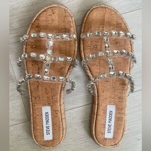 Steve Madden Cork Sandals with Silver Embellishments